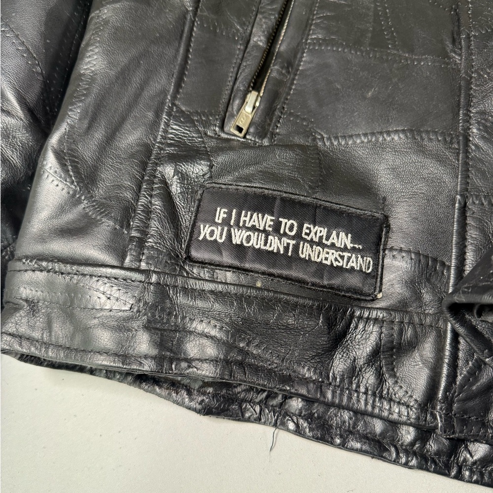 Diamond Plate Buffalo Leather Biker Jacket XL Live To Ride Route 66 Patriotic - Picture 7 of 16
